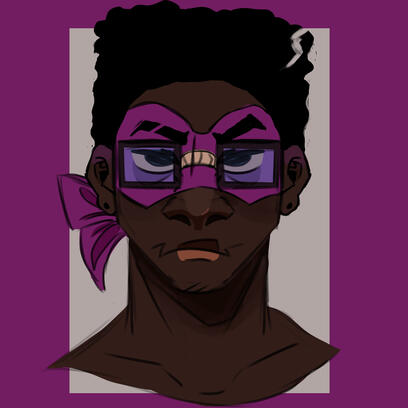 a fully rendered piece of my humanized version of donnie from the teenage mutant ninja turtles